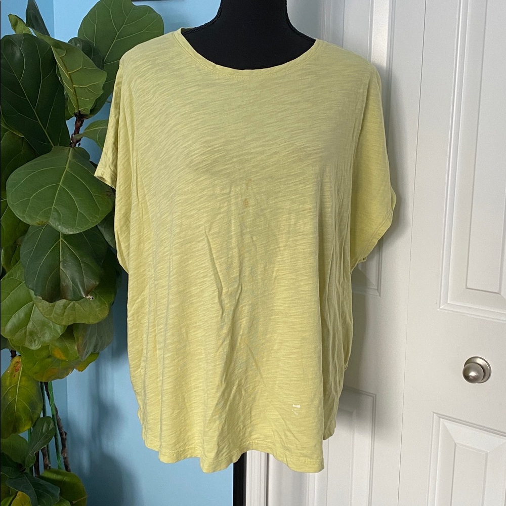J.Jill 2X Cotton Slub Tee Yellowish Green 100% Cotton Summer Top